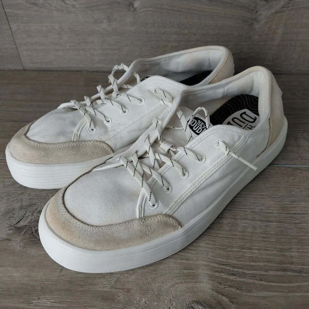 Hey Dude Shoes Mens 11 White Two Tone Cody M Essentials Casual Lace Up Sneakers